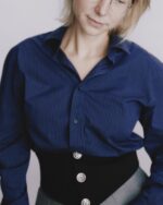 Waistband Shirt In Navy Striped Cotton - Image 2