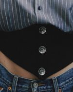 Waistband Shirt In Grey Striped Cotton - Image 3
