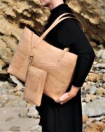 Zeta Cork Vegan Tote In Beige - Image 2