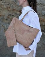 Zeta Cork Vegan Tote In Beige - Image 6