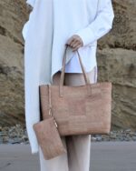 Zeta Cork Vegan Tote In Beige - Image 9