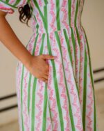 Katie Dress In Olive And Rose Stripe - Image 7