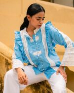 Chambray Imogen Blouse With Pin-Tuck Detail - Image 3