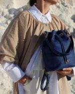Gamma Cork Vegan Convertible Bucket Backpack In Navy - Image 4