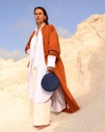 Handcrafted Cork Vegan Round Shoulder Bag Navy