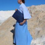 Delta Handcrafted Cork Vegan Large Clutch Pouch Navy