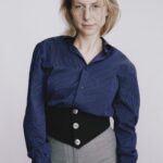 Waistband Shirt In Navy Striped Cotton
