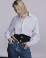 Waistband Shirt In White Striped Cotton