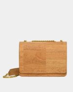 Handcrafted Cork Vegan Crossbody Bag In Beige - Image 5
