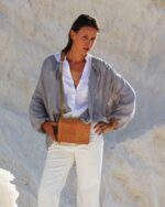 Handcrafted Cork Vegan Crossbody Bag In Beige - Image 2