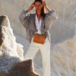 Handcrafted Cork Vegan Crossbody Bag In Beige