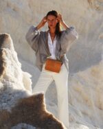Handcrafted Cork Vegan Crossbody Bag In Beige