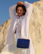 Alpha Handcrafted Cork Vegan Crossbody Bag Navy