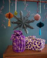 Furoshiki Plum Diamonds & Gold Moons Double-Sided Set Of 4 - Image 5