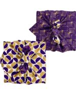 Furoshiki Plum Diamonds & Gold Moons Double-Sided Set Of 4 - Image 6