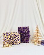 Furoshiki Plum Diamonds & Gold Moons Double-Sided Set Of 4 - Image 4