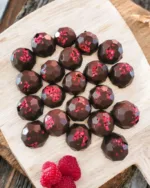 Dark Chocolate Raspberry Bombs With Maple Caramel
