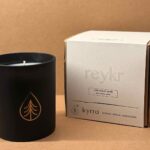 Reykr candle and packaging