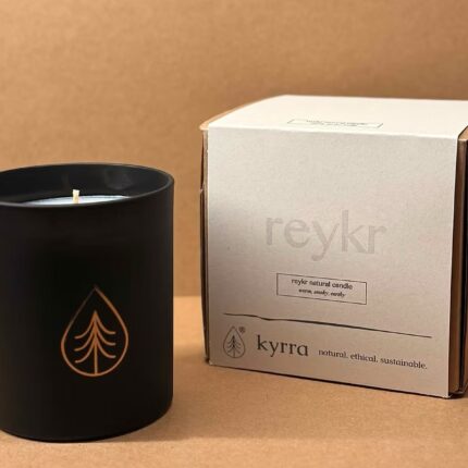 Reykr candle and packaging