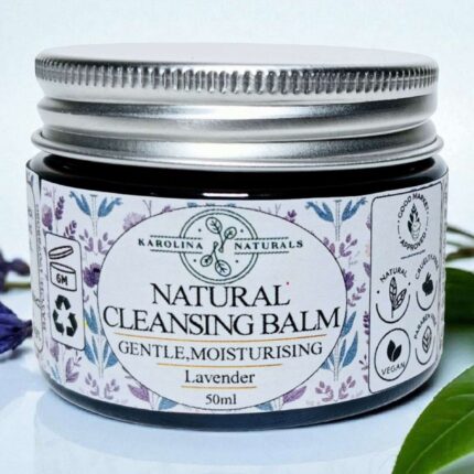 Lavender cleansing balm in glass jar – natural makeup remover
