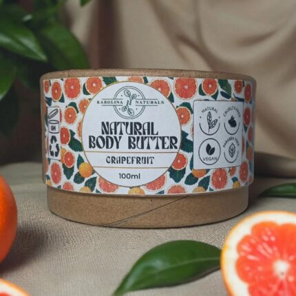 Natural Grapefruit body butter in biodegradable packaging – vegan and deeply hydrating