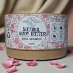 Natural Rose Geranium Body Butter with floral essential oils for balanced hydrated skin in zero-waste packaging