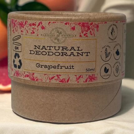 Karolina Naturals – Natural Grapefruit Deodorant, Sweet, refreshing scent with light citrus notes, perfect for everyday freshness.