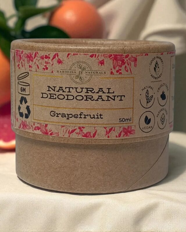 Karolina Naturals – Natural Grapefruit Deodorant, Sweet, refreshing scent with light citrus notes, perfect for everyday freshness.