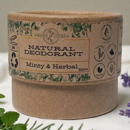 Natural Minty & Herbal Deodorant - Cooling peppermint with eucalyptus and rosemary for a refreshing finish. unisex aluminium free men's deodorant