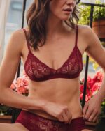 Dawa Wireless Triangle Bra In Deep Red