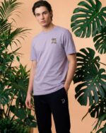 Embroidered Leopard T-Shirt In Lavender