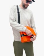 Zelda Compact Messenger Bag In Reclaimed Ferry Life Raft Material Black - Image 9