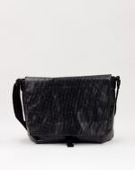 Zelda Compact Messenger Bag In Reclaimed Ferry Life Raft Material Black - Image 6