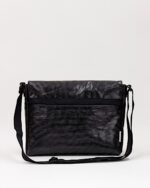 Zelda Compact Messenger Bag In Reclaimed Ferry Life Raft Material Black - Image 8