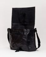 Zelda Compact Messenger Bag In Reclaimed Ferry Life Raft Material Black - Image 5