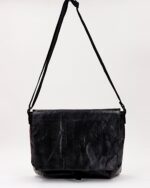 Zelda Compact Messenger Bag In Reclaimed Ferry Life Raft Material Black - Image 4