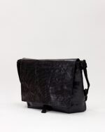 Zelda Compact Messenger Bag In Reclaimed Ferry Life Raft Material Black - Image 3