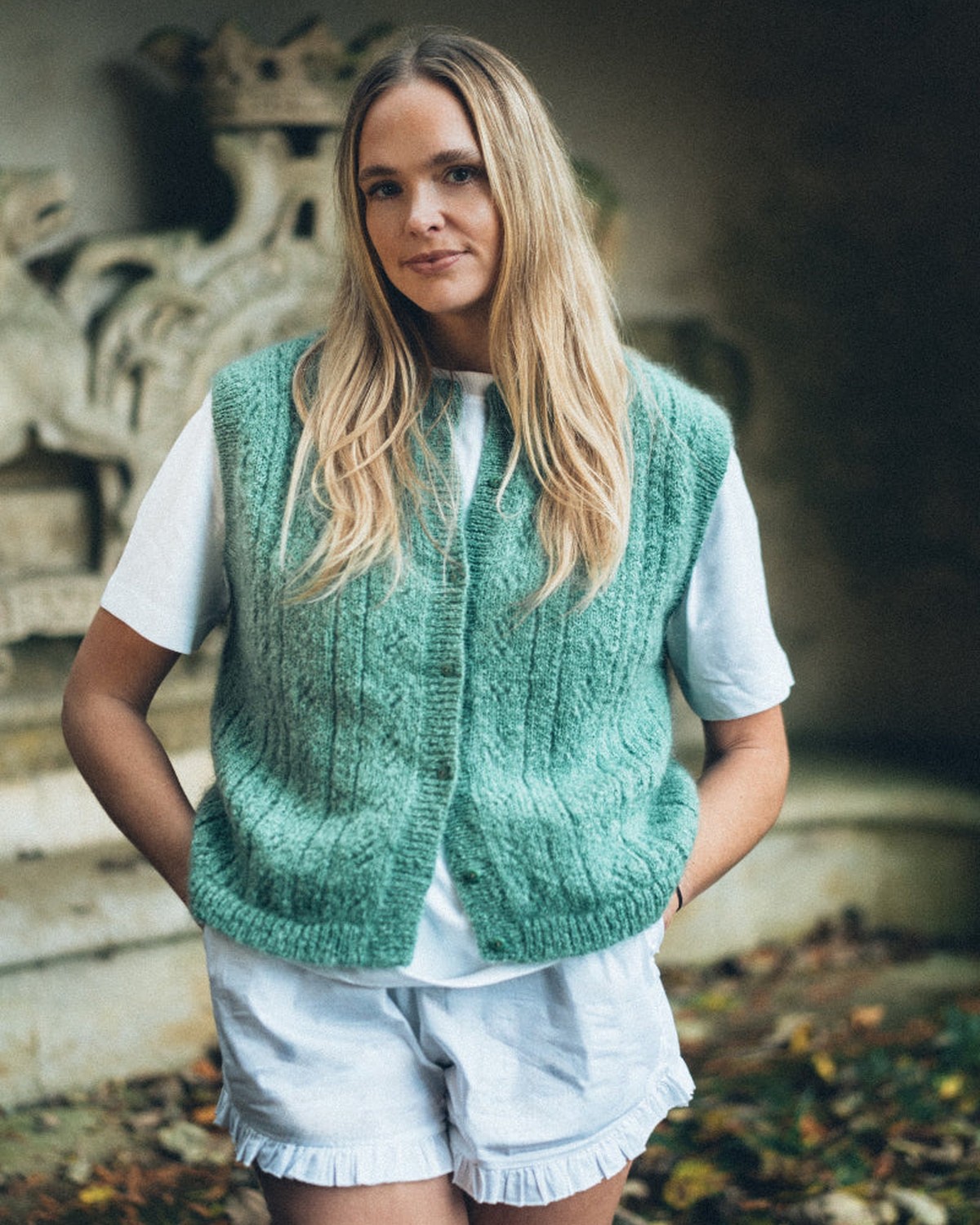 PRE-ORDER: Pointelle Knit Vest – Pistachio Green – Iris Pointelle Knit Vest In Pistachio Green - Pre-Order - Image 1