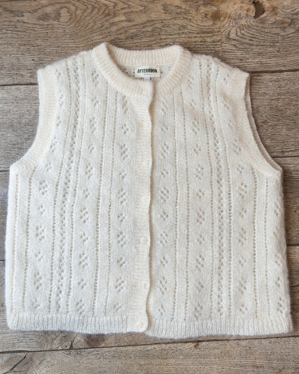 PRE-ORDER: Pointelle Knit Vest – Vanilla – Iris Pointelle Knit Vest In Vanilla - Pre-Order - Image 1