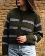 Stripe Cardigan In Ivy Green