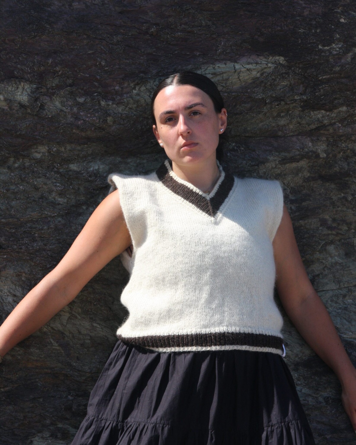 Cotswold Wool Dk Cream V-Neck Vest – Iris Cotswold Wool DK Cream V-Neck Vest - Image 1