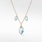Aqua Sapphire Floating Teardrop Necklace