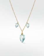 Aqua Sapphire Floating Teardrop Necklace