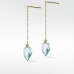 Aqua Sapphire Teardrop Chain Earrings