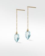 Aqua Sapphire Teardrop Chain Earrings
