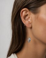 Aqua Sapphire Teardrop Chain Earrings - Image 3