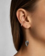 Aqua Sapphire Teardrop Chain Earrings - Image 2