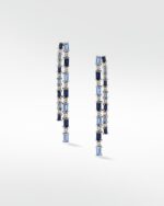 Blue Dahlia Tennis Drop Earrings
