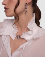 Blue Dahlia Tennis Drop Earrings - Image 2