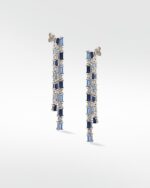 Blue Dahlia Tennis Drop Earrings - Image 3